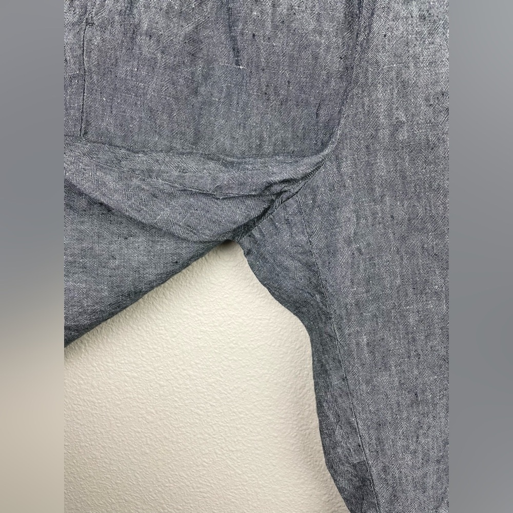 J.Jill Women's Medium Petite 100% Love Linen Grey Capris Pull On Elastic Pants - Picture 5 of 11